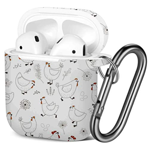 Shockproof Soft TPU Gel Case Cover with Keychain Carabiner for Apple AirPods Compatible with AirPods 2 and 1 Bandanna Design 